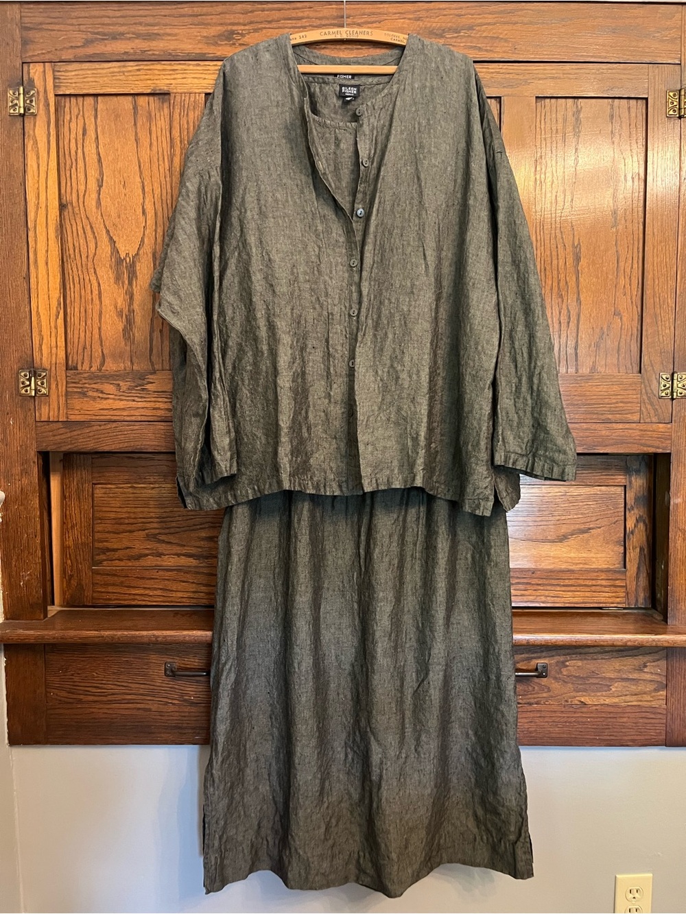 Eileen Fisher 3-Piece Irish Linen Gray Jacket, Tank, Skirt, 2X - Picture 4 of 16
